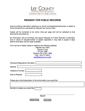 Request for Public Records Form