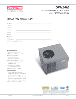 Goodman GPH14M Heat Pump Submittal Data Form