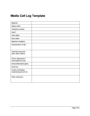 Media Call Log Template