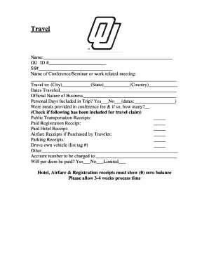 Travel Expense Reimbursement Form