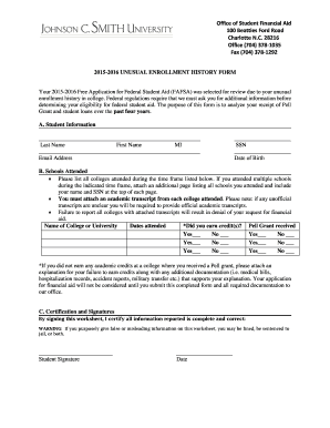 2015-2016 Unusual Enrollment History Form