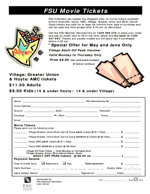 FSU Movie Tickets Order Form