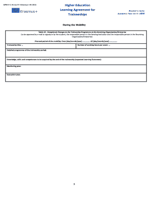 Erasmus+ Traineeship Learning Agreement
