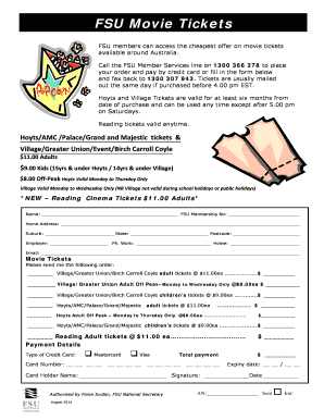 FSU Movie Tickets Order Form
