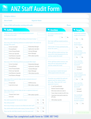 ANZ Staff Audit Form