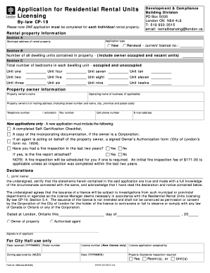 Tenant employment verification form - Residential Rental Unit Licensing By-Law form no 1602 - london