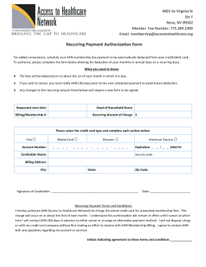 Recurring Payment Authorization Form