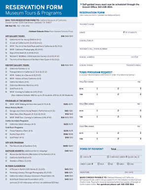 Oakland Museum of California Tour Reservation Form