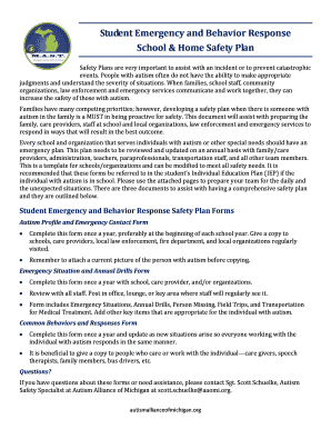 Student Emergency and Behavior Response Safety Plan
