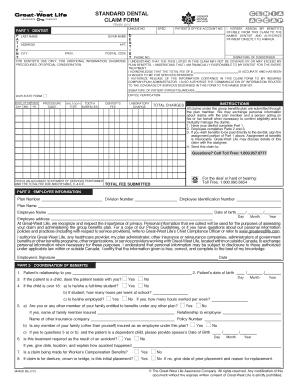 Standard Dental Claim Form
