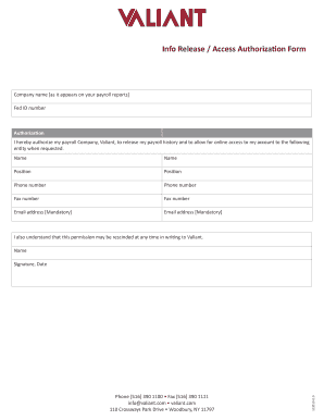 Payroll History Release Authorization Form