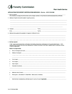 UK Export Certification Application
