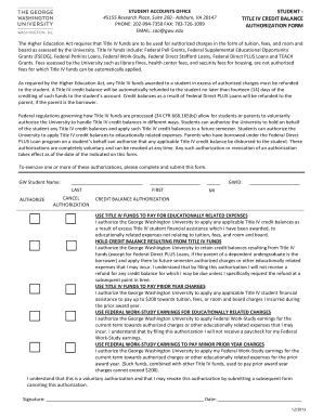 Title IV Credit Balance Authorization Form