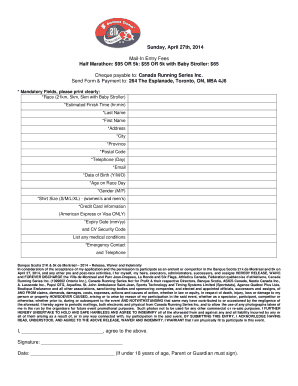 Canada Running Series Race Registration and Waiver