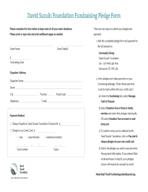 David Suzuki Foundation Fundraising Pledge Form