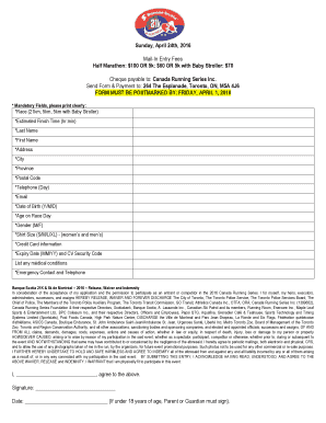 Canada Running Series 2016 Registration and Waiver