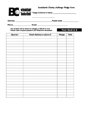 Scotiabank Charity Challenge Pledge Form