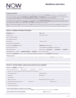 WorldCare Medical Claim Form