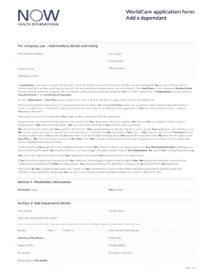 WorldCare Dependent Application Form