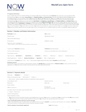 WorldCare Medical Claim Form