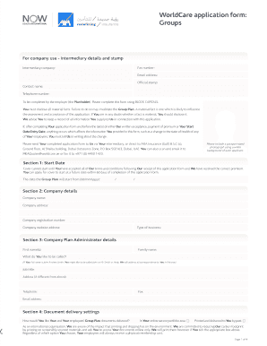 WorldCare Group Health Insurance Application Form