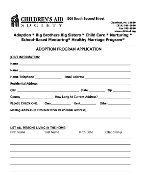 Adoption Program Application