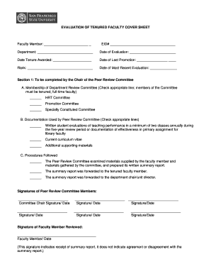 EVALUATION OF TENURED FACULTY COVER SHEET Section 1 To be