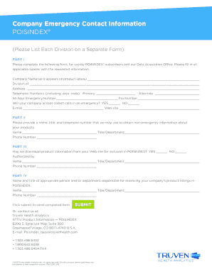 Company Emergency Contact Information Form