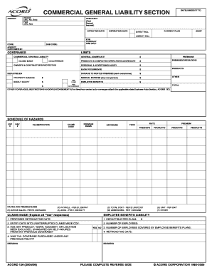 Commercial General Liability Application Form