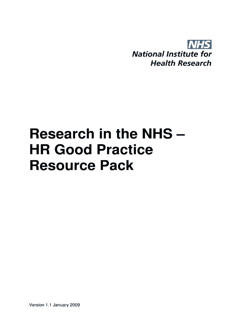Fillable Online 1 Research in the NHS Human Resources HR Good