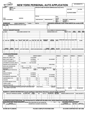 New York Personal Auto Application