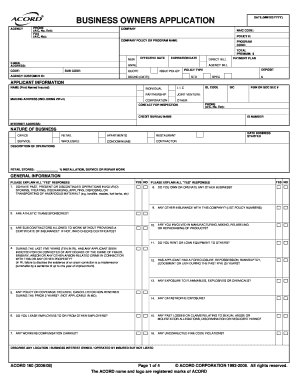 Business Owners Application Form
