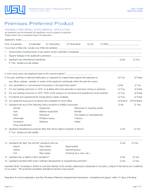 Premises Preferred Supplemental Application
