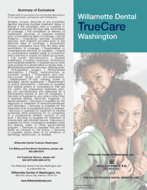 Willamette Dental TrueCare Washington Application Form