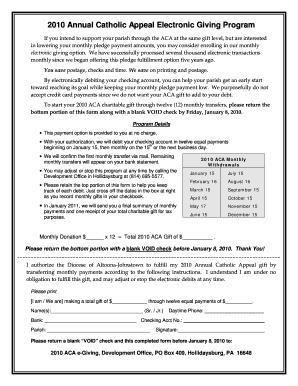 2010 Annual Catholic Appeal Electronic Giving Form