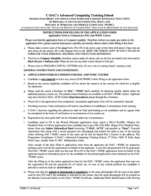 C-DAC Advanced Computing Training School Application Form