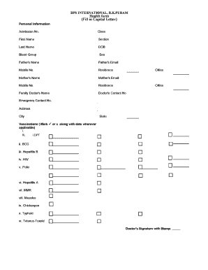 School Health Form