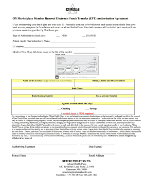 Marketplace Member Renewal EFT Authorization Agreement