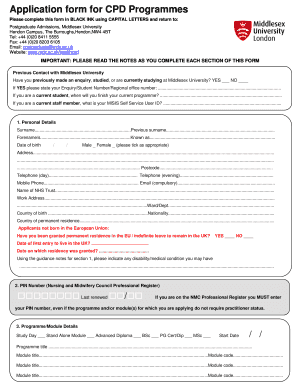 CPD Programme Application Form