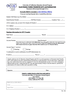 UCLA EFT Authorization Form