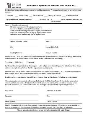 Authorization Agreement for Electronic Fund Transfer (EFT)