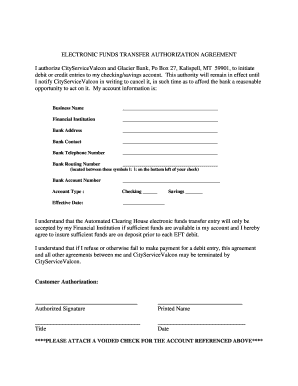 Electronic Funds Transfer Authorization Agreement