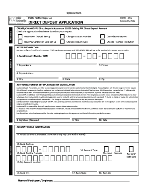 Direct Deposit Application Form