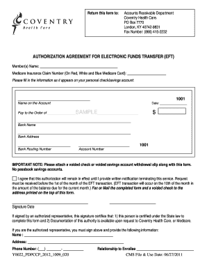 Authorization Agreement for Electronic Funds Transfer