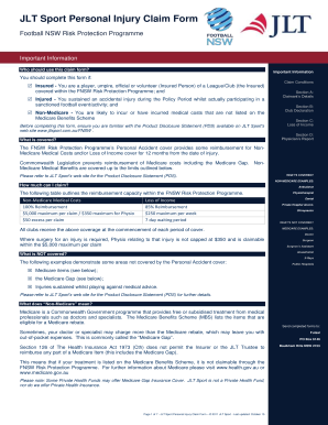 JLT Sport Personal Injury Claim Form