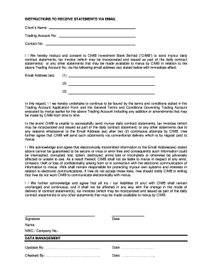 CIMB Investment Bank Email Statement Consent Form