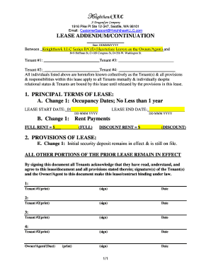 Lease Addendum/Continuation