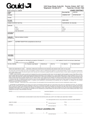 Gould Leasing Ltd Lease Contract