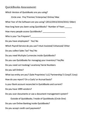 QuickBooks Assessment Form