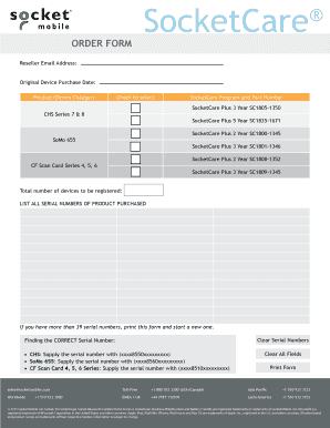 SocketCare Order Form